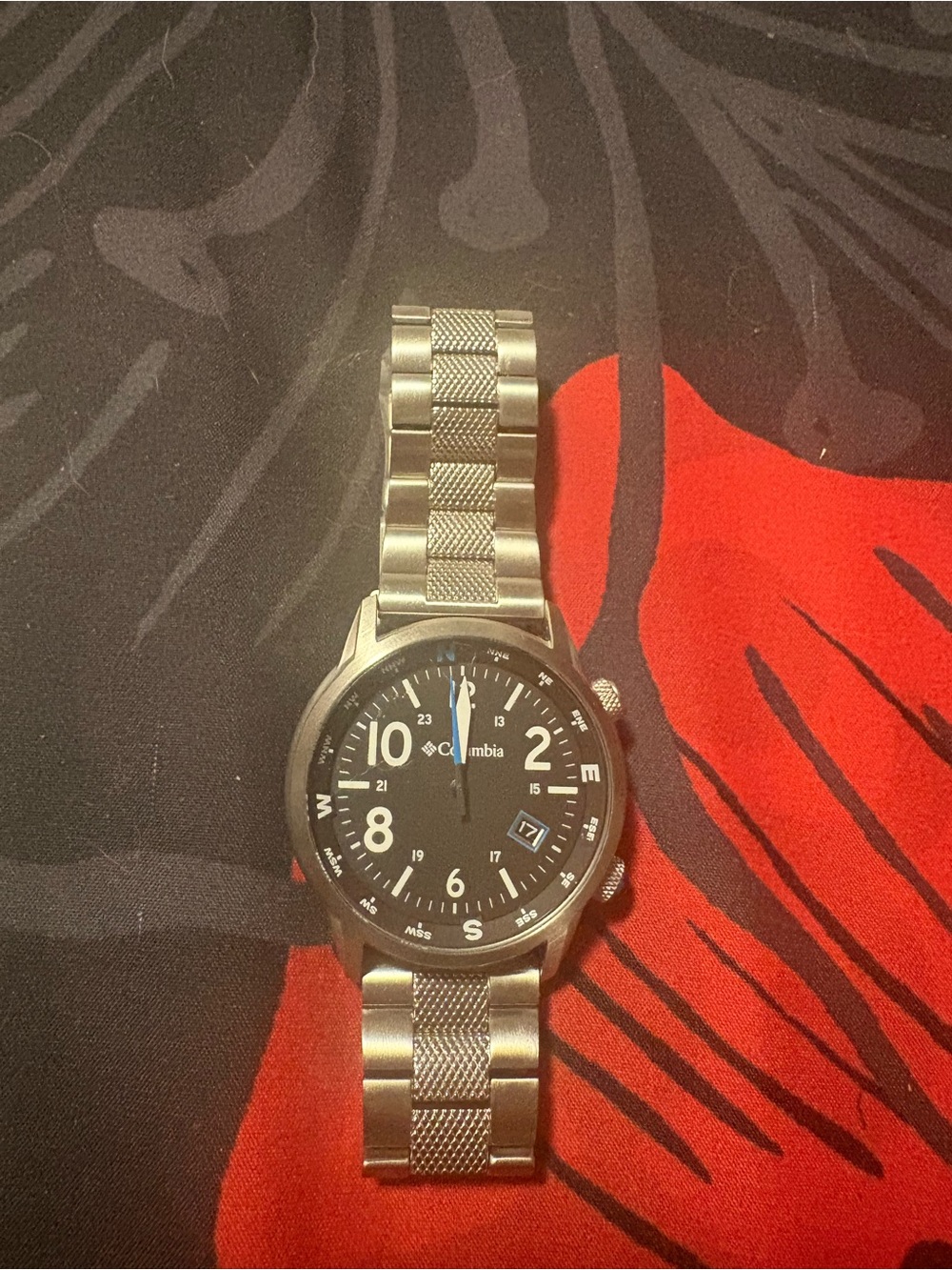 Columbia Men's Silver Metal Bracelet Watch with Black Dial